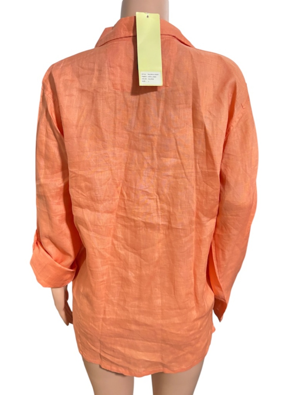 ISLAND IMPORTER Women's Orange Collared V-Neck Blouse 100% linen - Picture 4 of 13